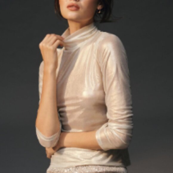 Brand New By Anthropologie Mesh Turtleneck Top - Picture 6 of 7